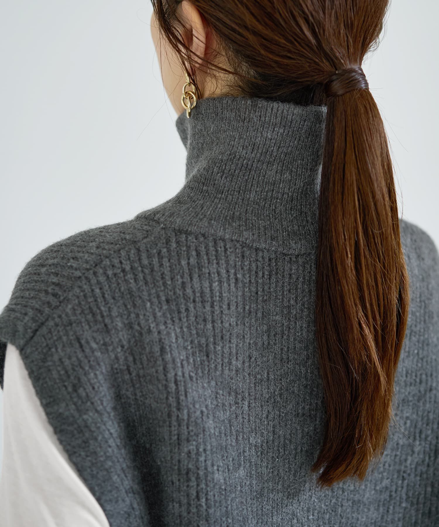 STYLE DELI「Wファスナースタンドネックニットベスト」|ニット・セーター|