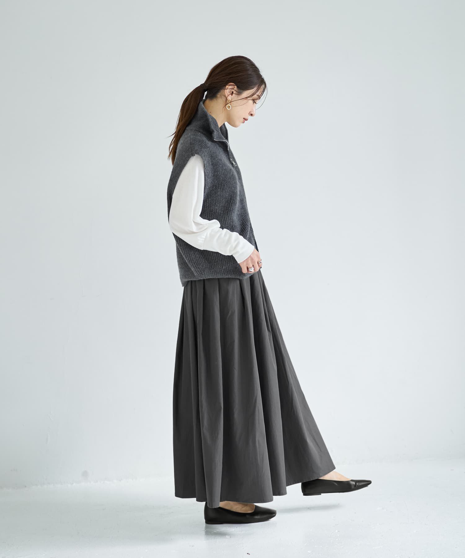 STYLE DELI「Wファスナースタンドネックニットベスト」|ニット・セーター|