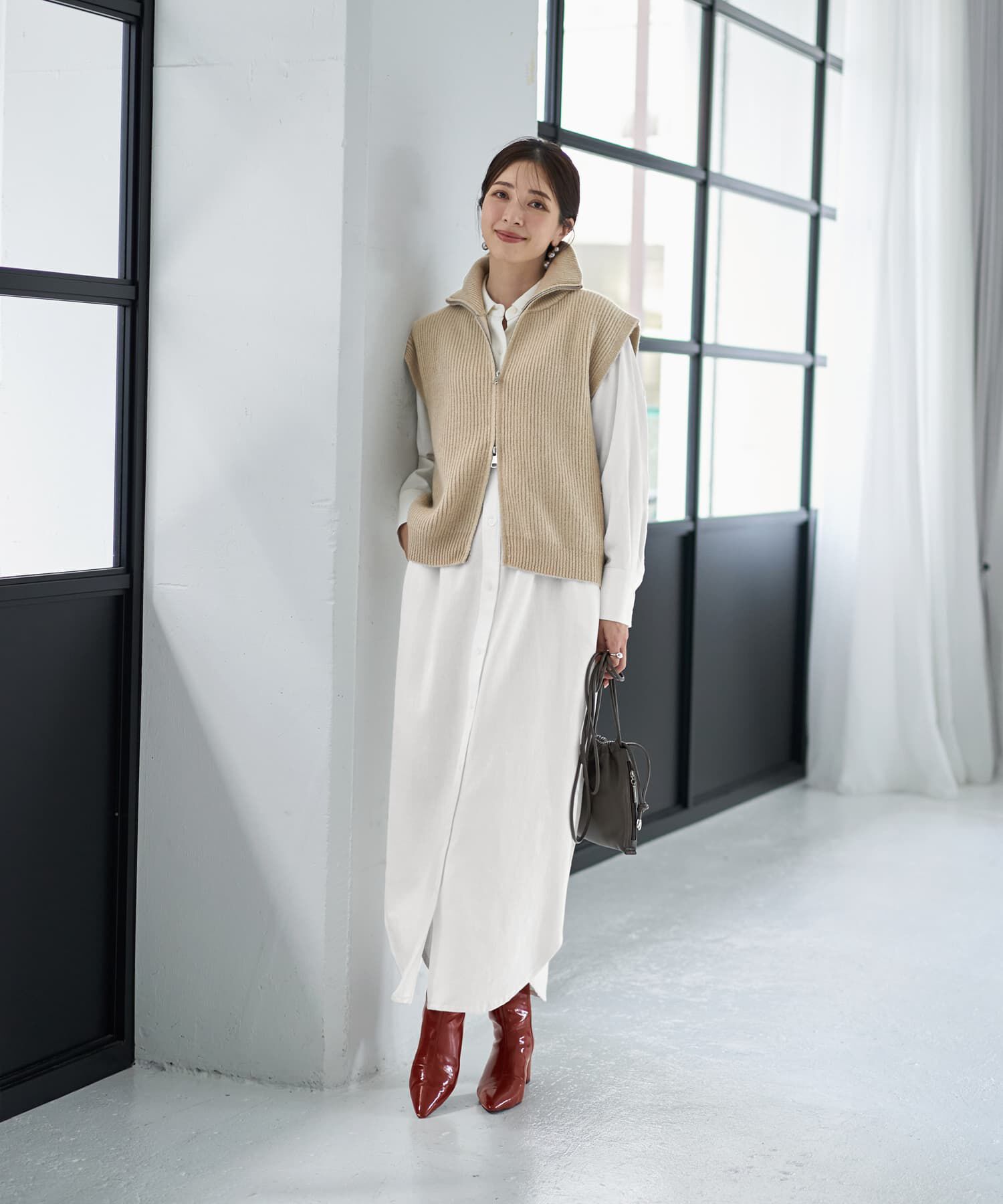 STYLE DELI「Wファスナースタンドネックニットベスト」|ニット・セーター|