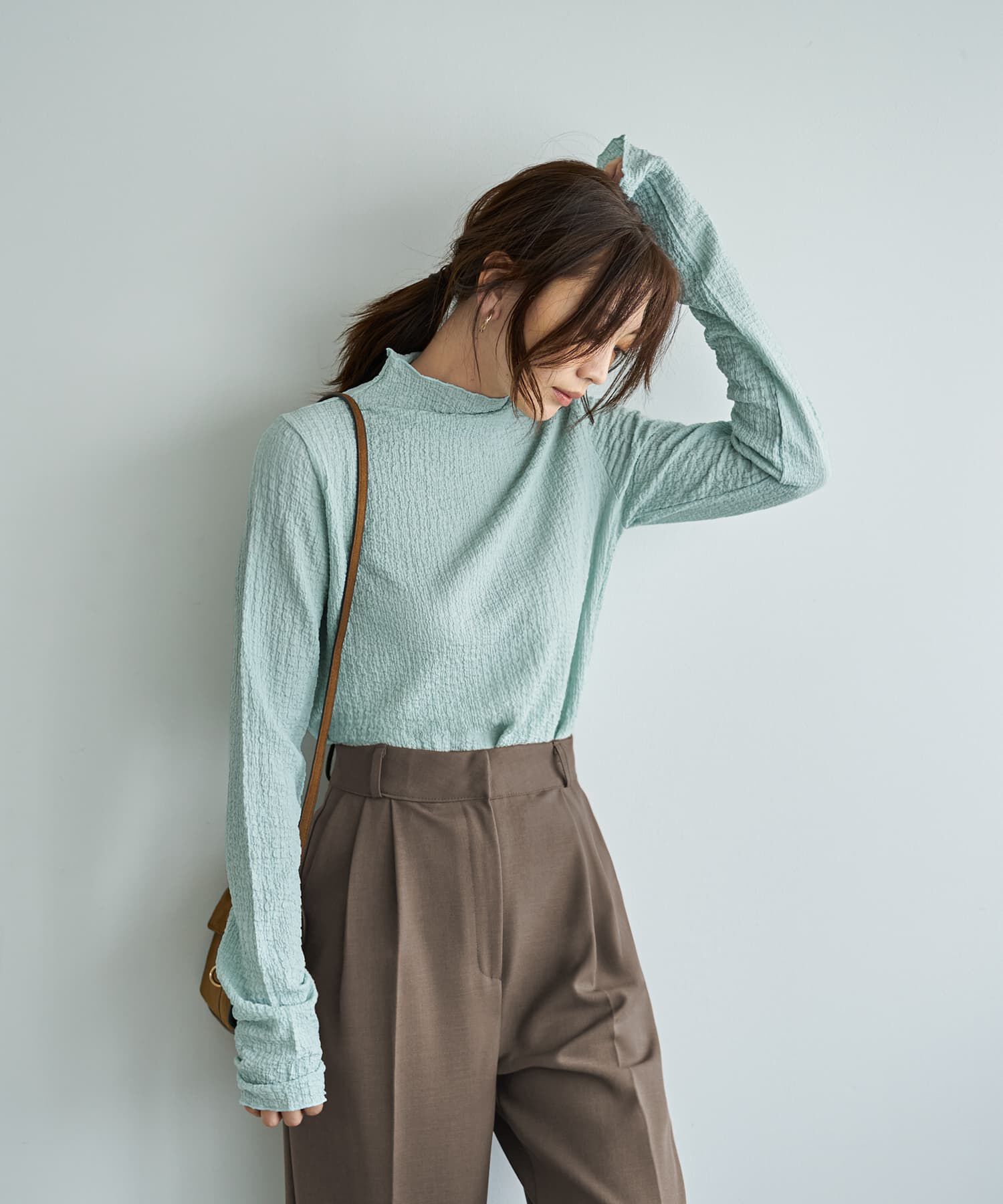 STYLE DELI「バブルシャーリングボトルネックトップス」|Tシャツ・カットソー|