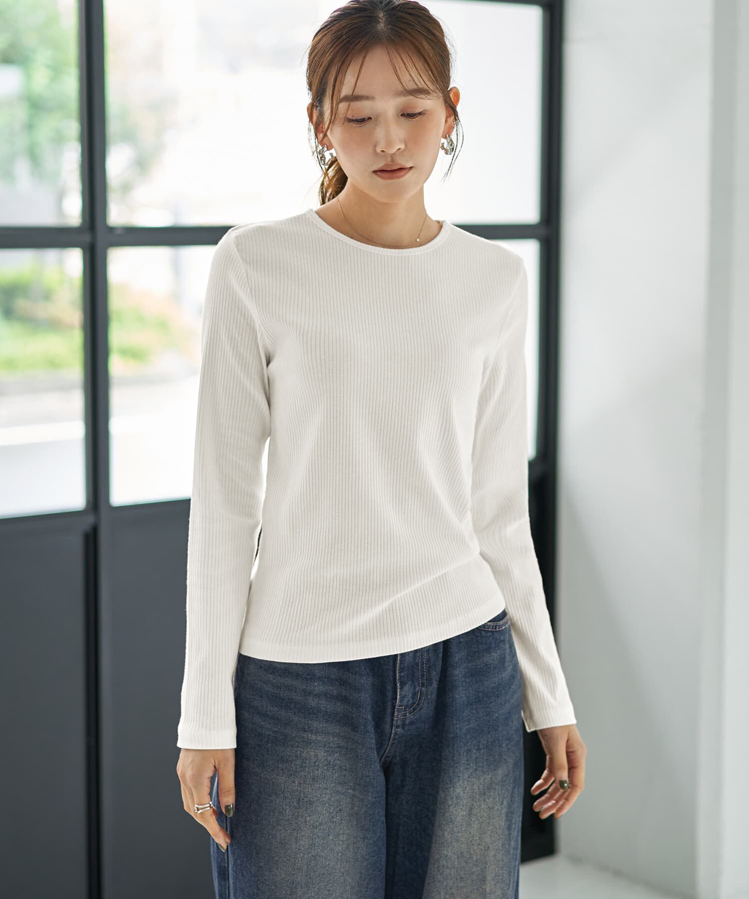 STYLE DELI「敏感肌対策◆中に着るコットンカットソートップス」|Tシャツ・カットソー|ホワイト