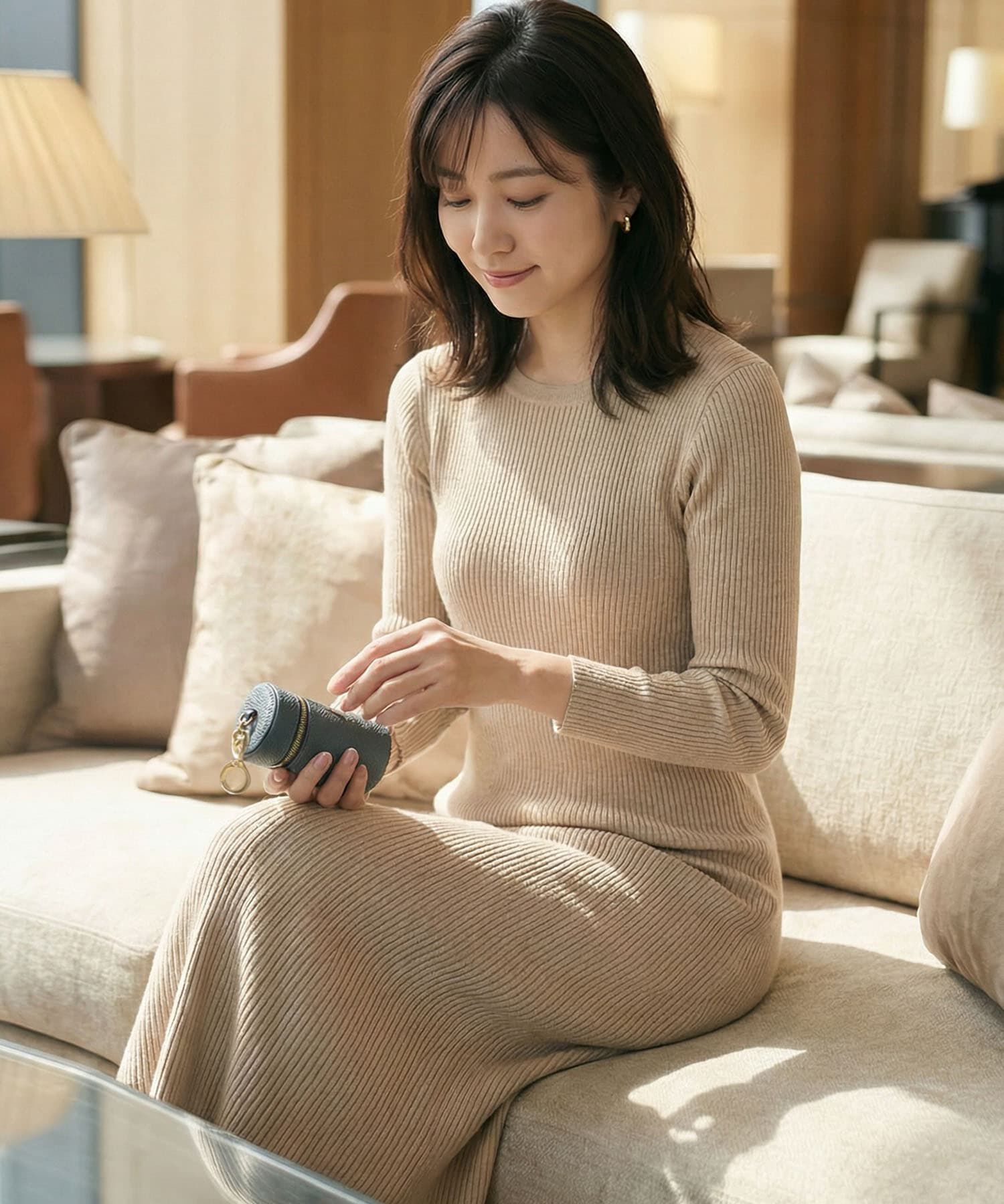 STYLE DELI「【DELI by】ラウンドシェイプ・リアルレザーリップホルダー」|ポーチ|