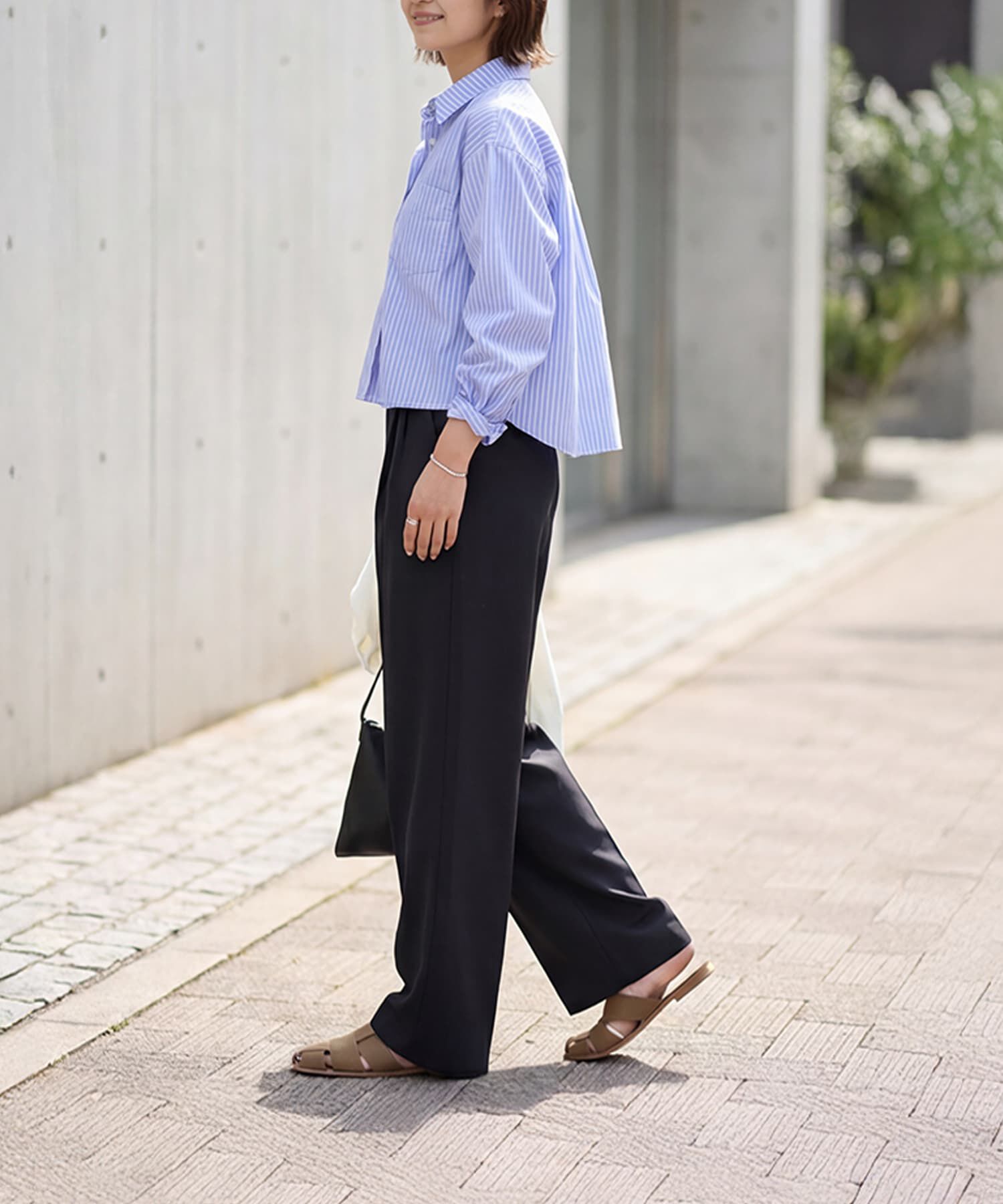 STYLE DELI「サラサラ短めストライプ柄シャツ」|シャツ・ブラウス|