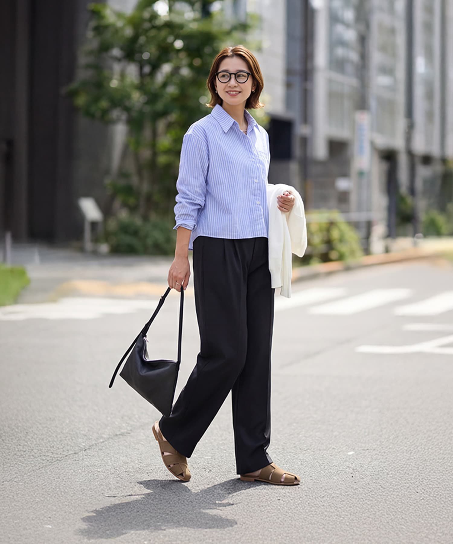 STYLE DELI「サラサラ短めストライプ柄シャツ」|シャツ・ブラウス|