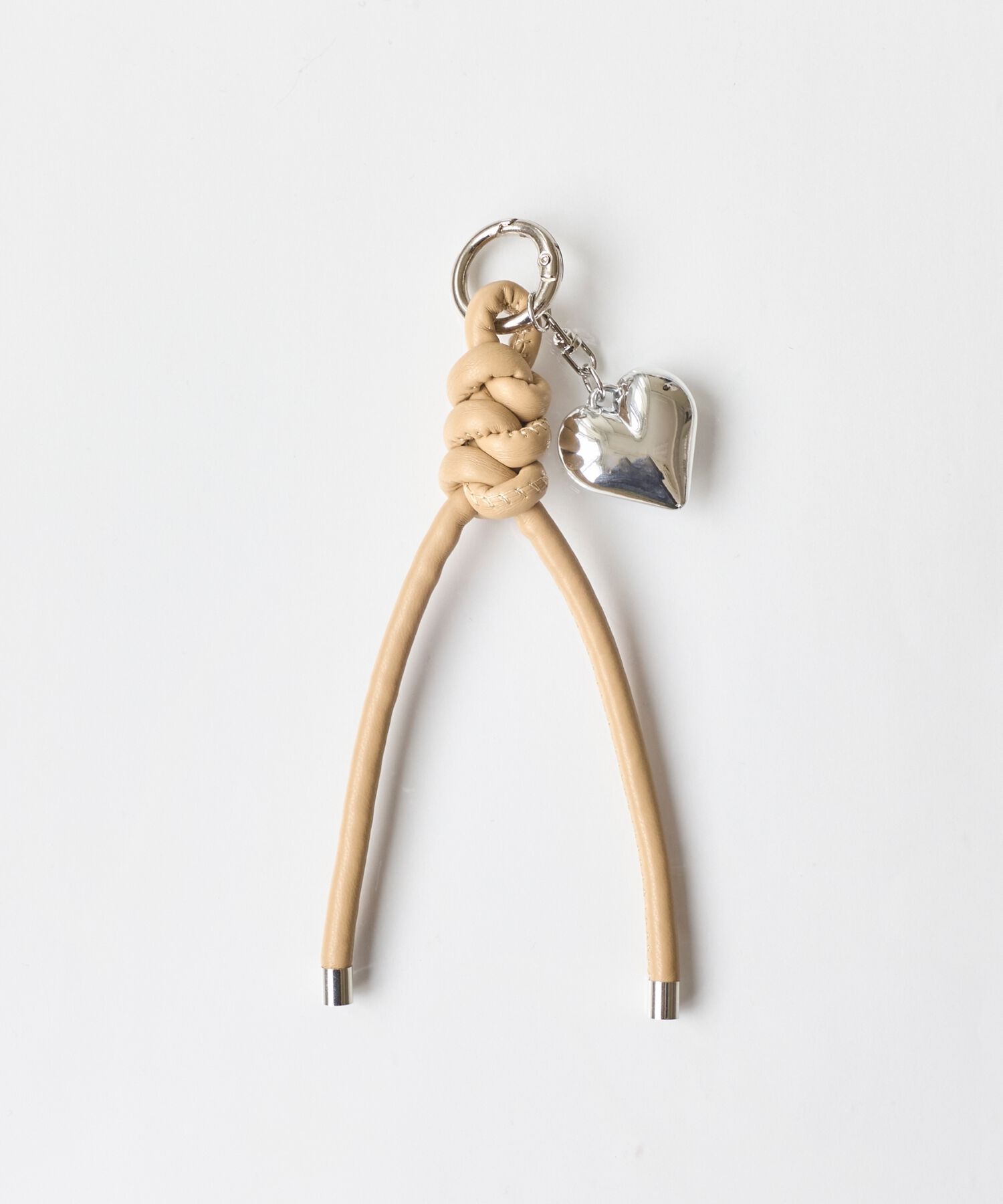 Phoebe「ハートレザーコードバッグチャーム　シルバー」|チャーム・キーホルダー|ベージュ