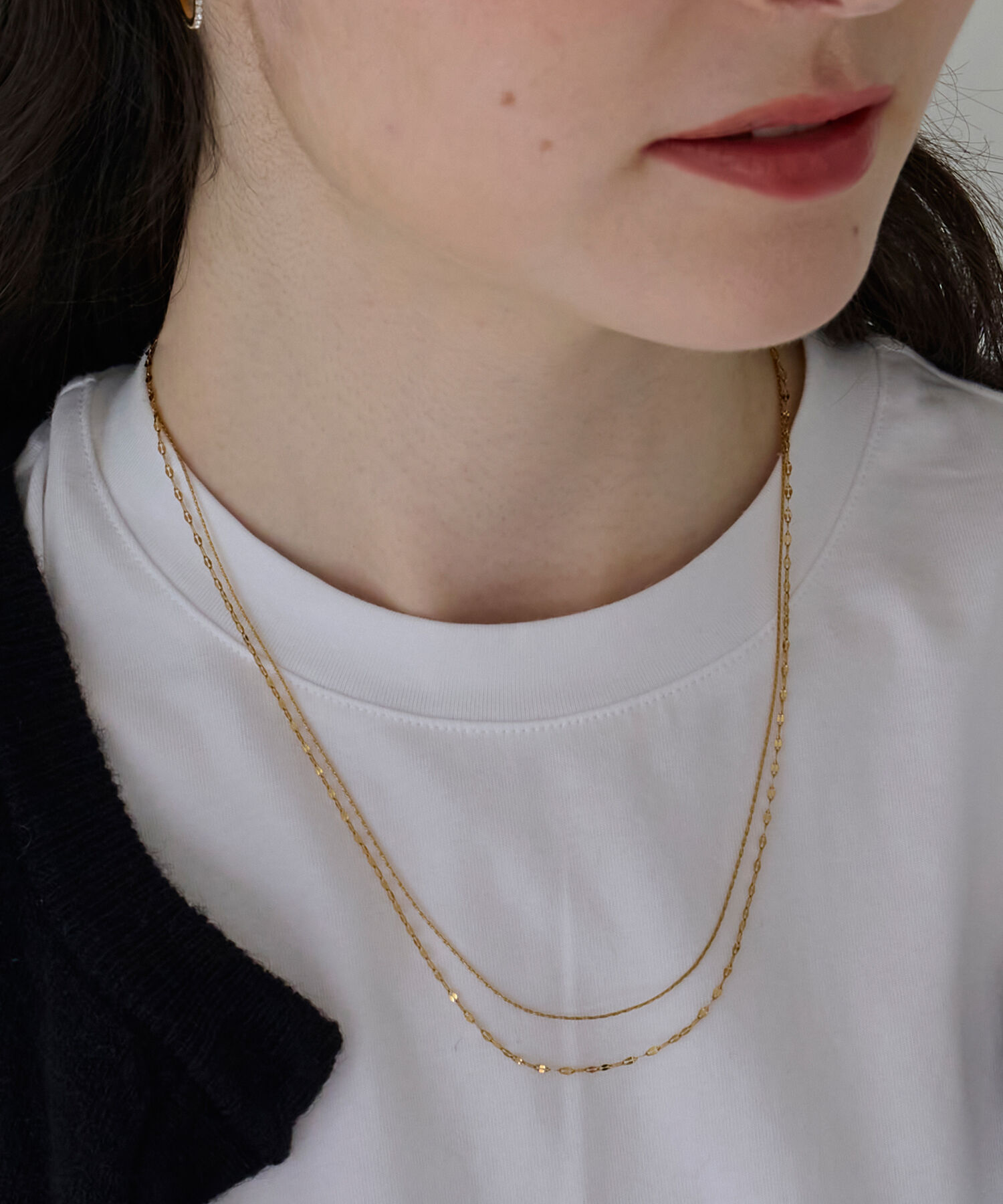 Phoebe「【金属アレルギー対応】ダブルチェーンネックレス　ゴールド/サージカルステンレス」|ネックレス|