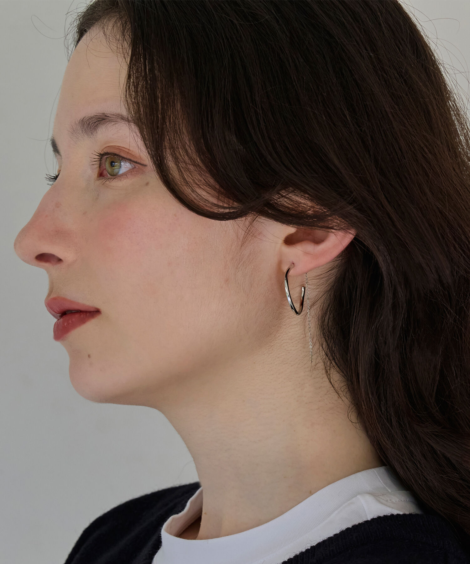 Phoebe「【金属アレルギー対応】2wayウェーブラインフープピアス　シルバー/ニッケルフリー」|ピアス|