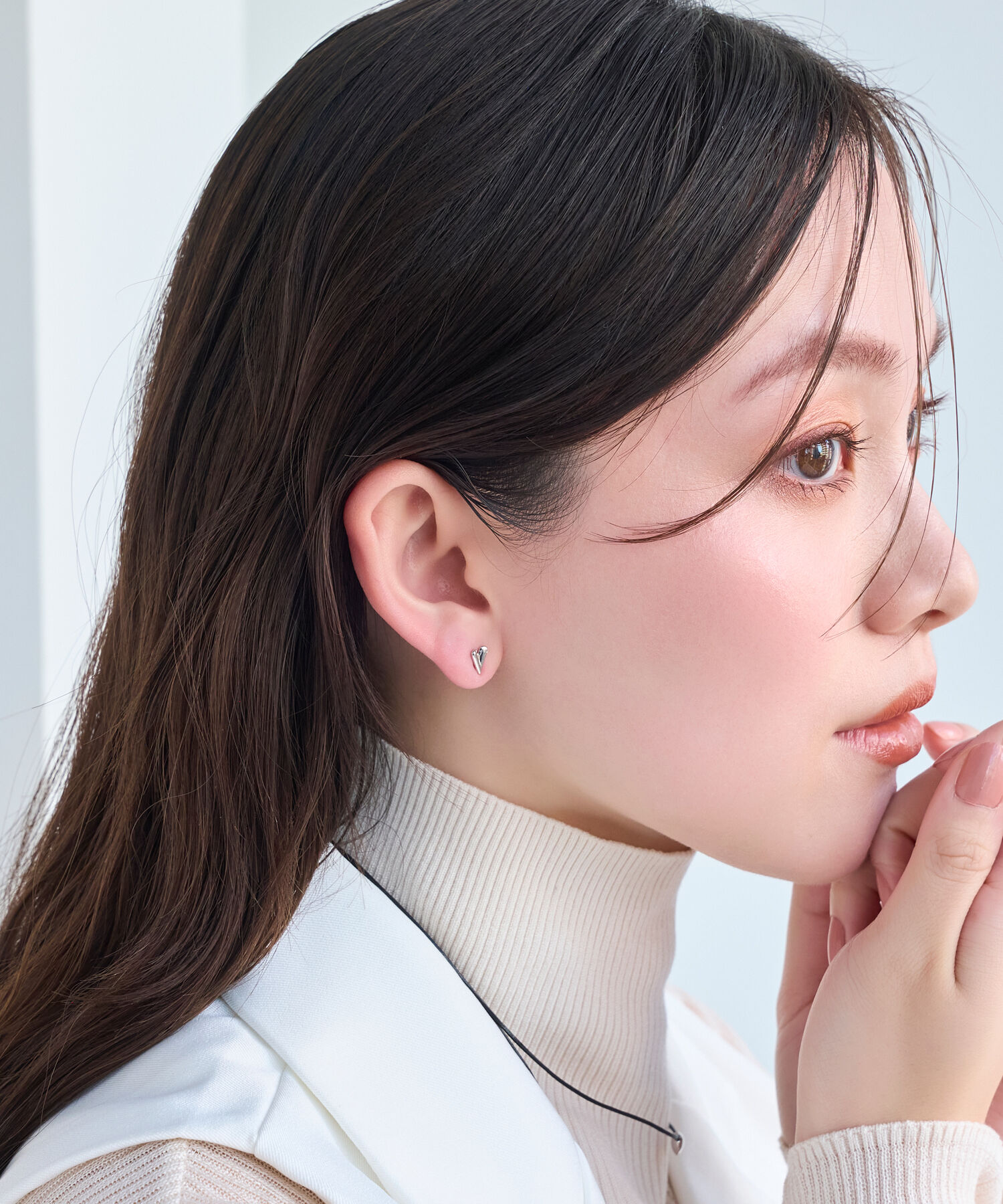  「【金属アレルギー対応】ハートリーフセラミックピアス　シルバー/ニッケルフリー（片耳）」|ピアス|