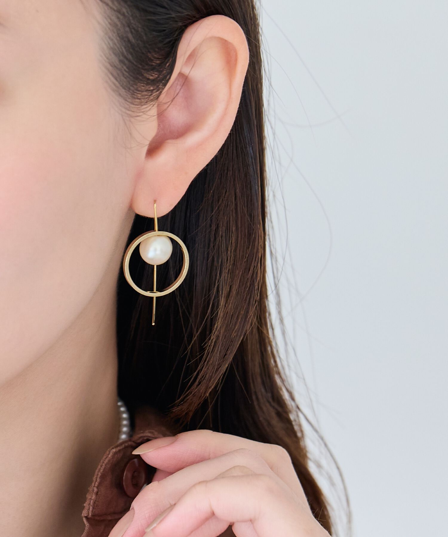 Phoebe「【金属アレルギー対応】モーションリングパールピアス/ニッケルフリー/大ぶり/存在感◎/主役級」|ピアス|