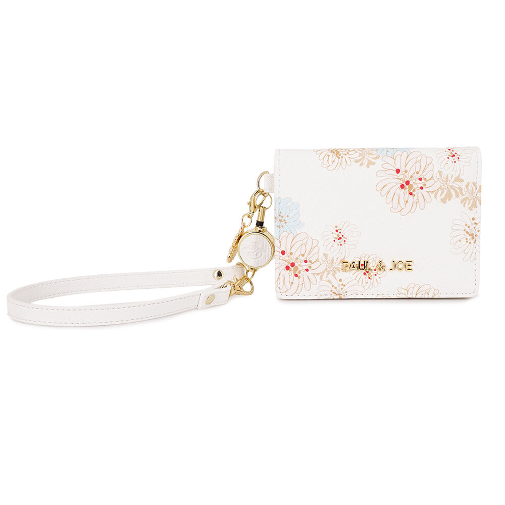 PAUL&JOE「２面パスケース／クリザンテーム　ラメ　／ＰＡＵＬ　＆　ＪＯＥ」|定期入れ|アイボリー