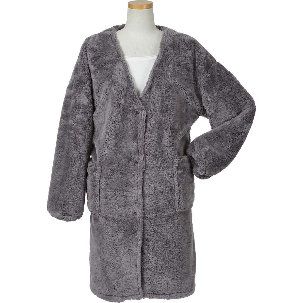 BACKYARD FAMILY「Lebois ルボア 着る毛布 レディース 通販 ルームウェア カーディガン 部屋着 ボア 裏起毛」|ルームウェア|グレー1