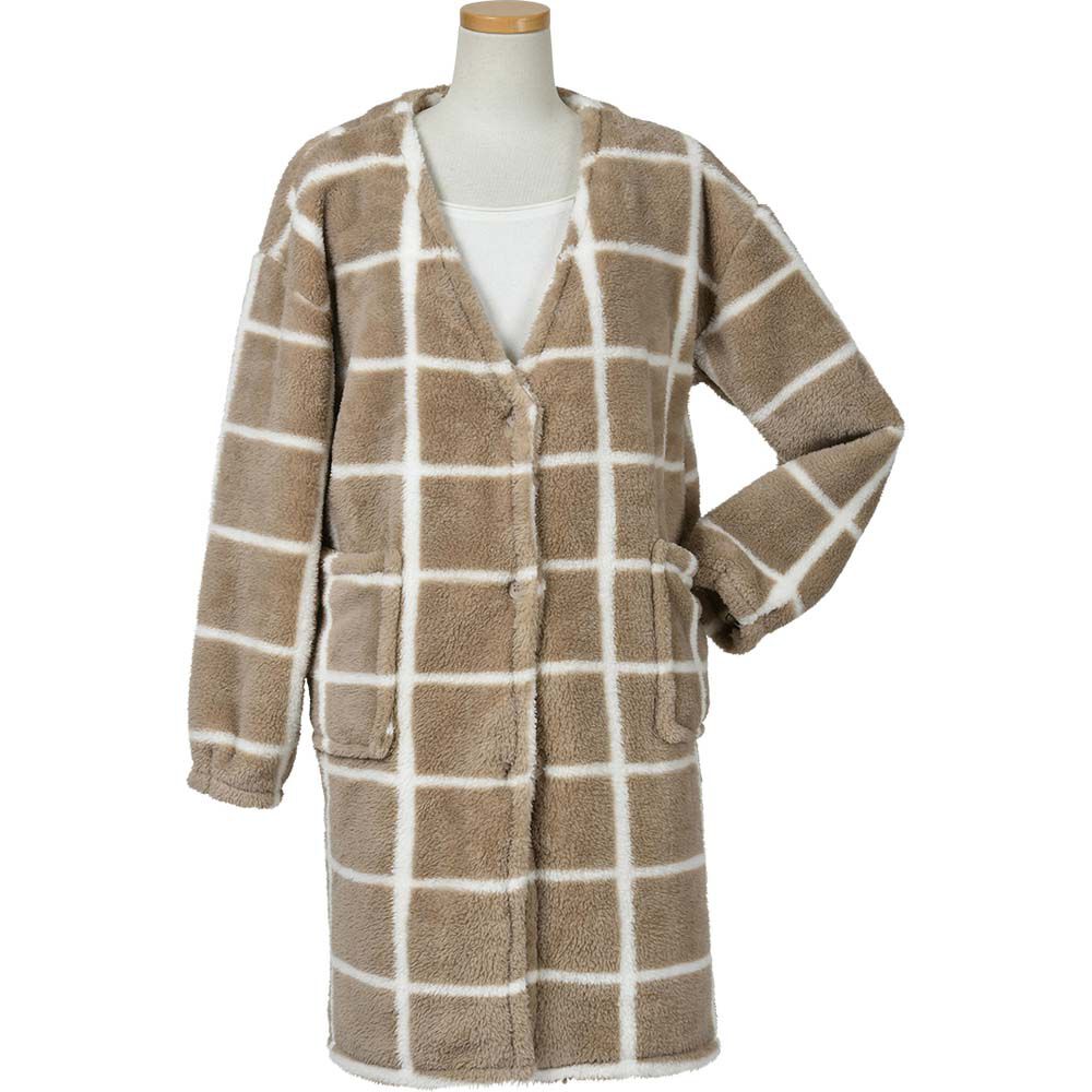 BACKYARD FAMILY「Lebois ルボア 着る毛布 レディース 通販 ルームウェア カーディガン 部屋着 ボア 裏起毛」|ルームウェア|ベージュ2