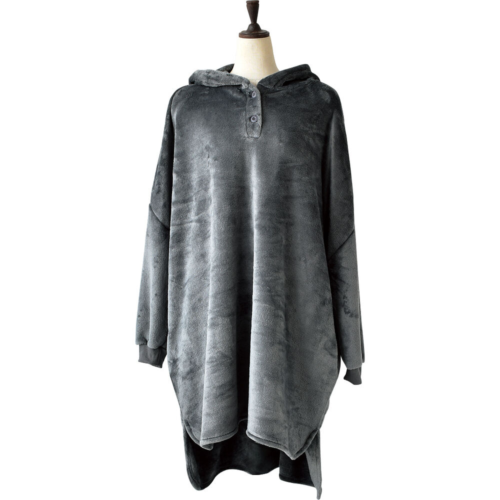 BACKYARD FAMILY「ルームウェア 上着 長袖 通販 ロングフーディー 部屋着 羽織 ガウン ロングブルゾン」|ルームウェア|グレー1