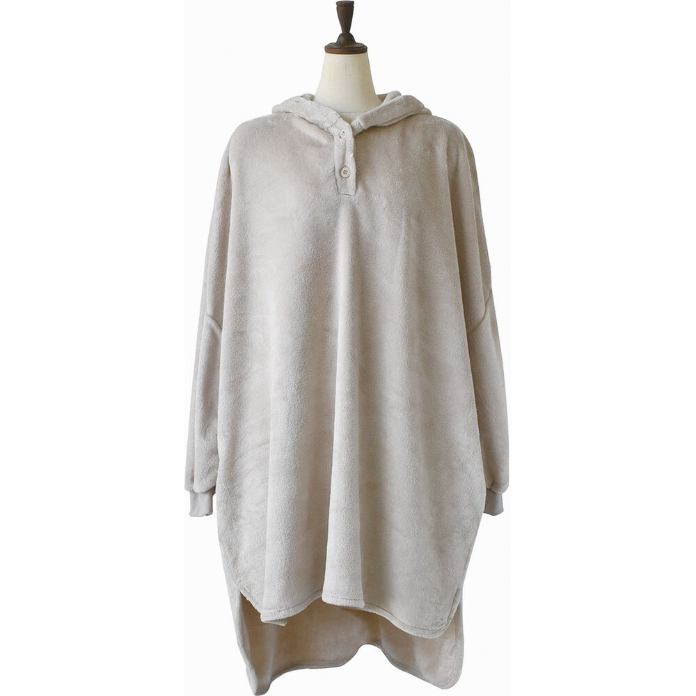 BACKYARD FAMILY「ルームウェア 上着 長袖 通販 ロングフーディー 部屋着 羽織 ガウン ロングブルゾン」|ルームウェア|ベージュ1