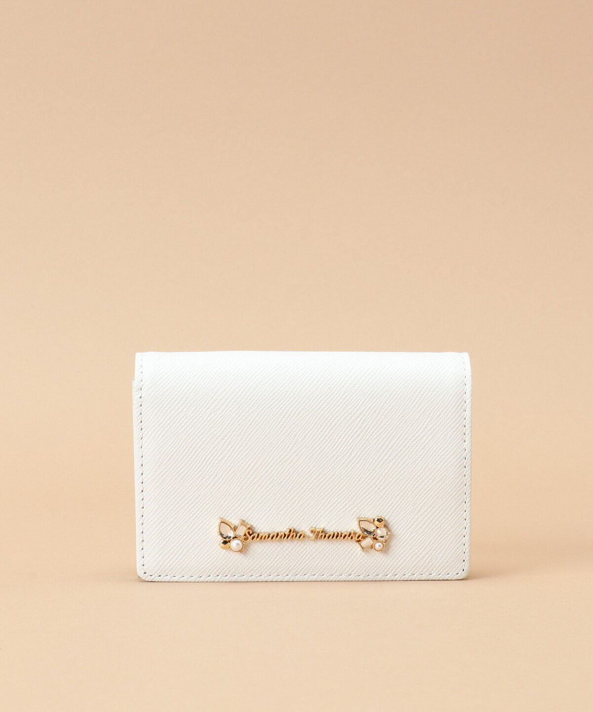 Samantha Thavasa「ラメレザービジュー カードケース」|名刺入れ・カードケース|ホワイト
