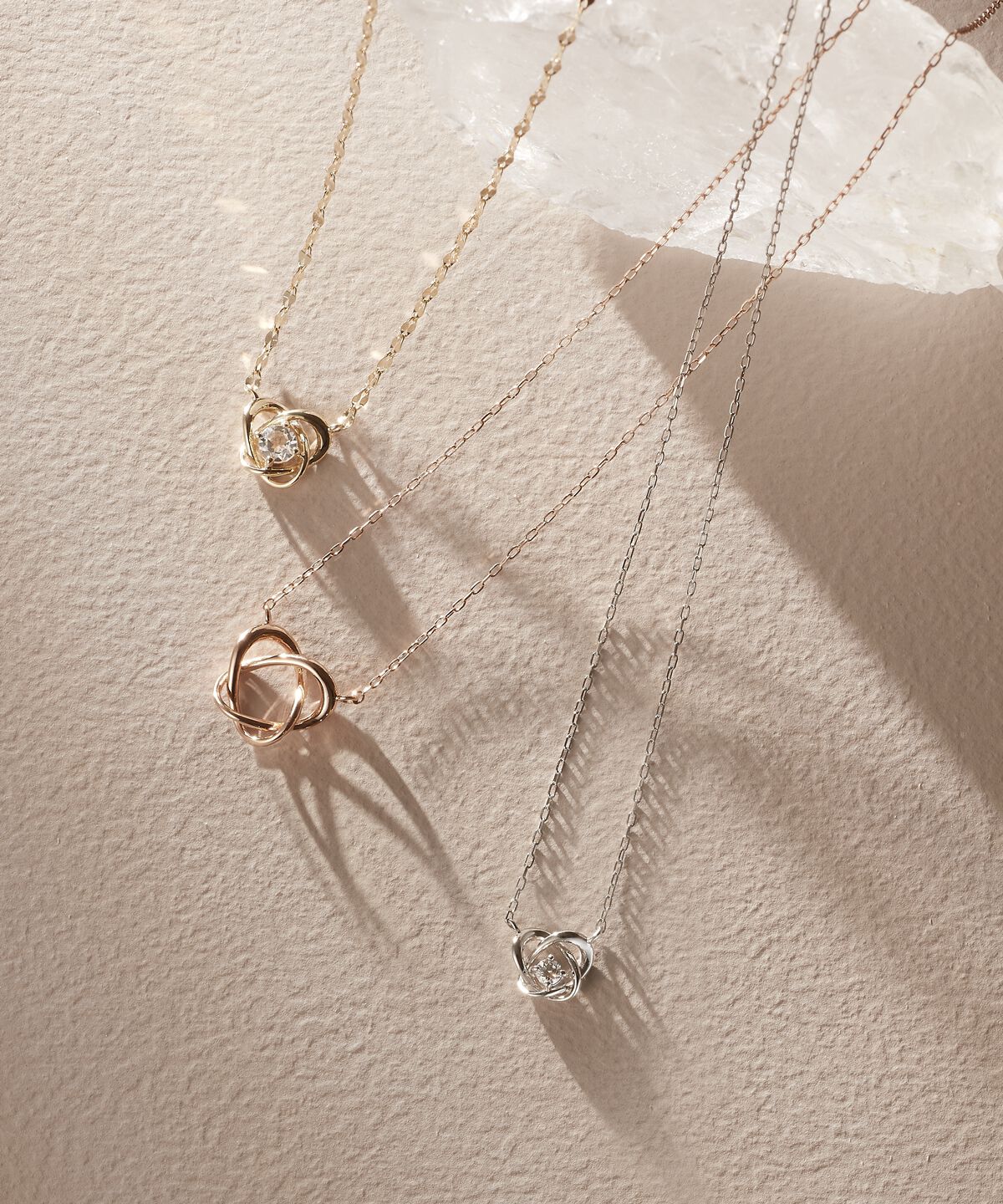 newme by Samantha Thavasa「K10 PG クロスハート ローズクォーツ ネックレス」|ネックレス|