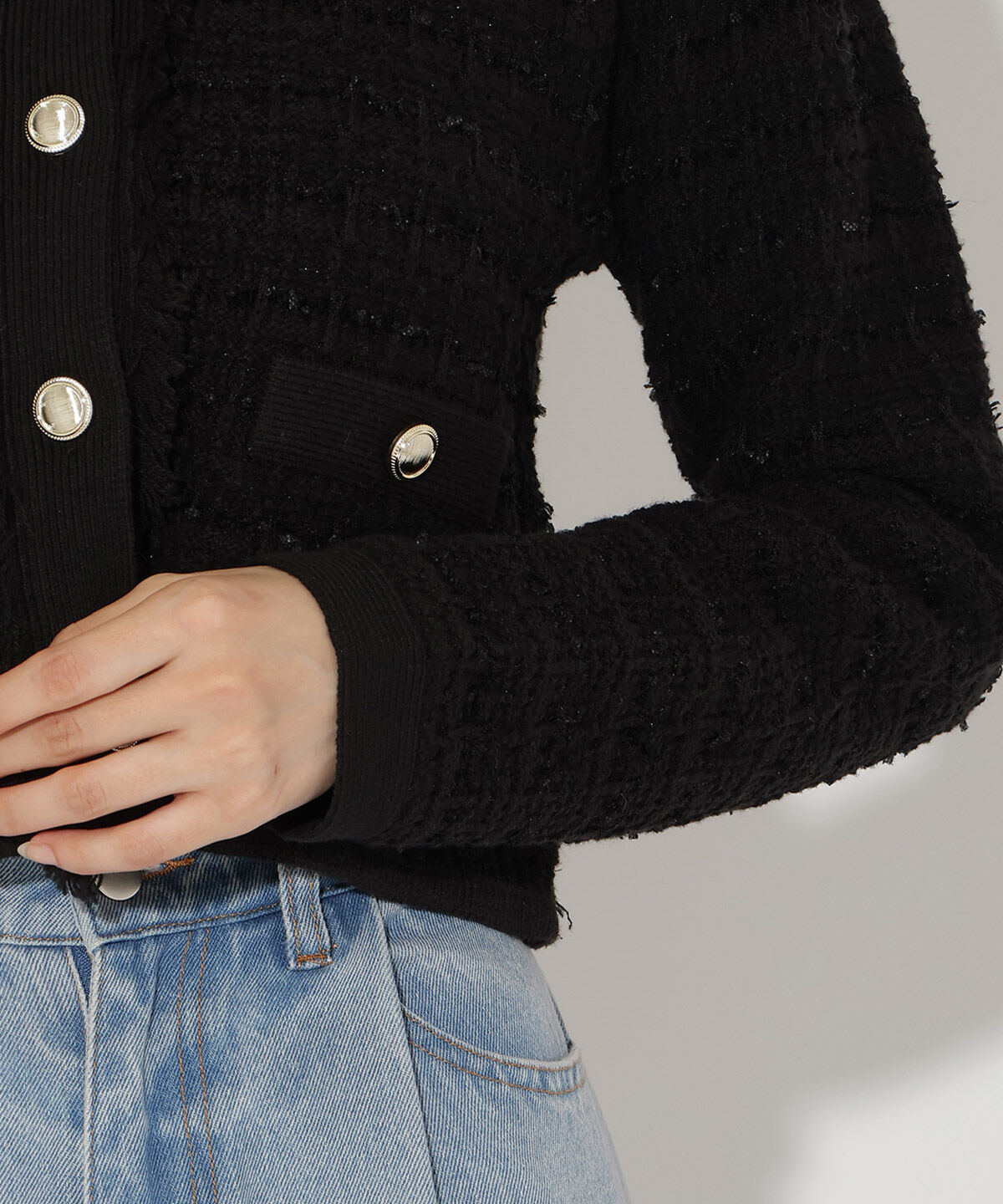 アンドクチュール「ツイードライクニットカーディガン」|カーディガン|