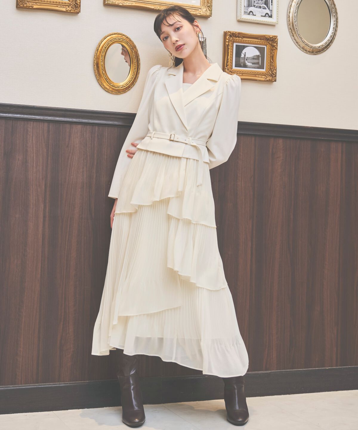 アンドクチュール「ジャケットレイヤードプリーツワンピース」|ワンピース|ﾗｲﾄﾍﾞｰｼﾞｭ