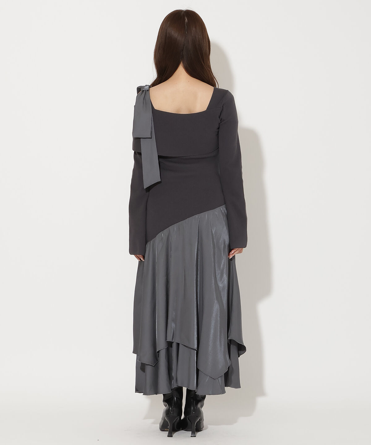 アンドクチュール「ショルダーリボンニットドッキングワンピース」|ワンピース|