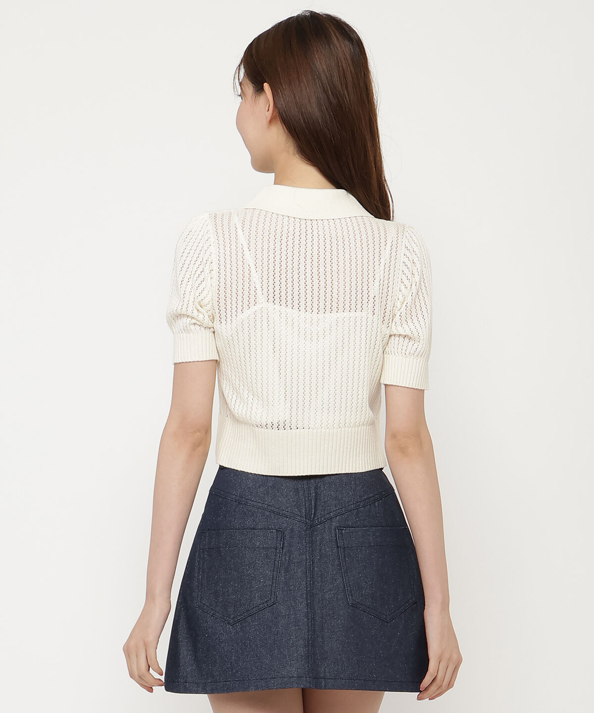 REDYAZEL「シアークロップドポロニットトップス」|ニット・セーター|