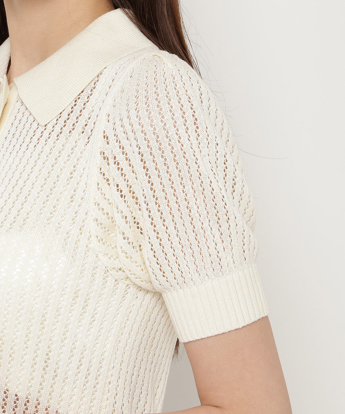 REDYAZEL「シアークロップドポロニットトップス」|ニット・セーター|