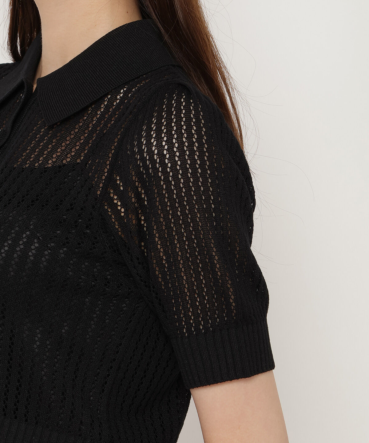 REDYAZEL「シアークロップドポロニットトップス」|ニット・セーター|