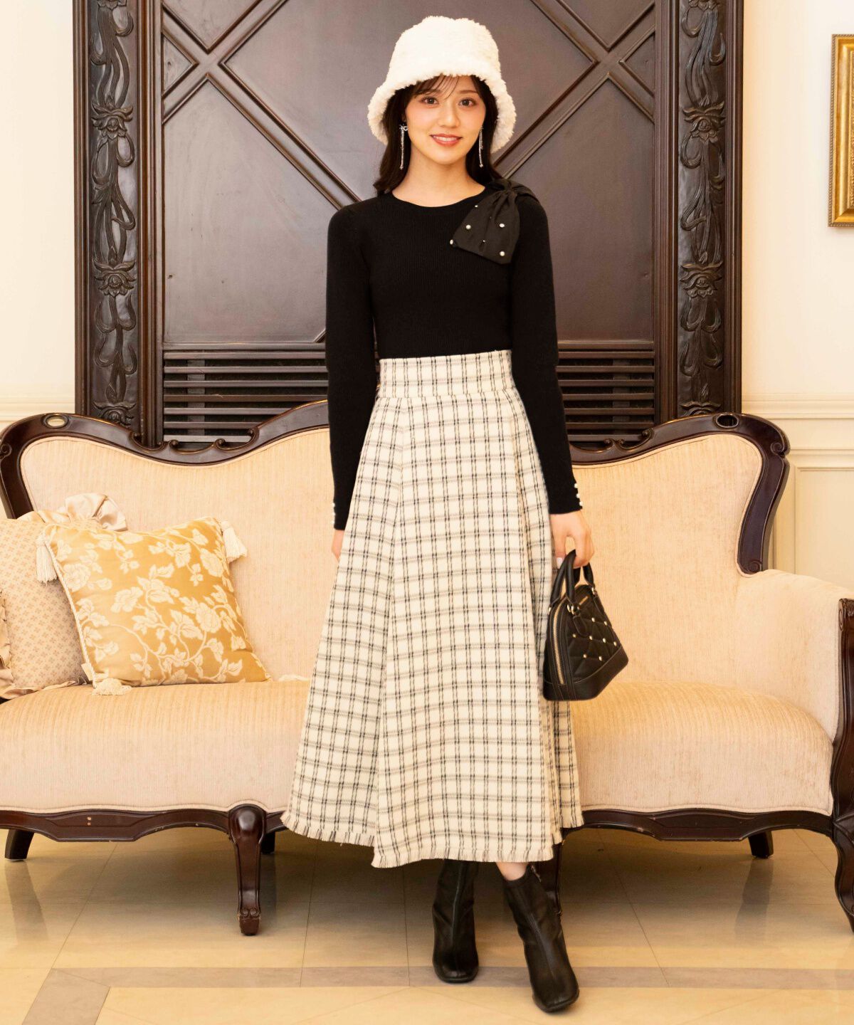 WILLSELECTION「フリンジチェック柄スカート」|フレア|