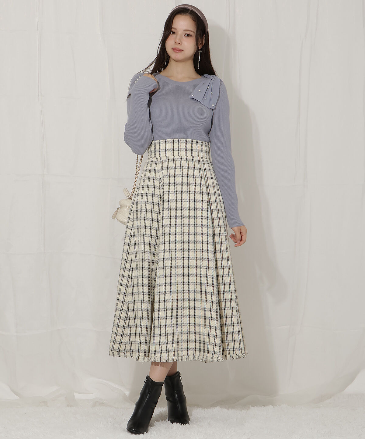 WILLSELECTION「フリンジチェック柄スカート」|フレア|