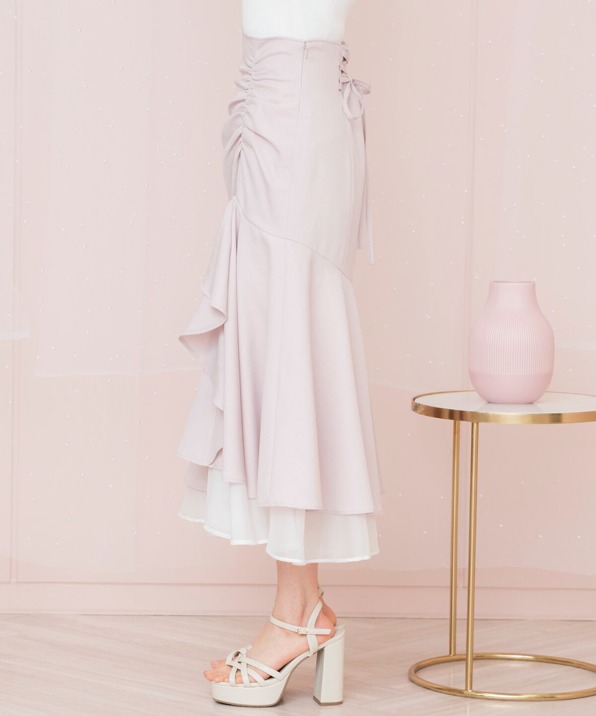 WILLSELECTION「シアーヘムギャザーマーメイドスカート」|フレア|