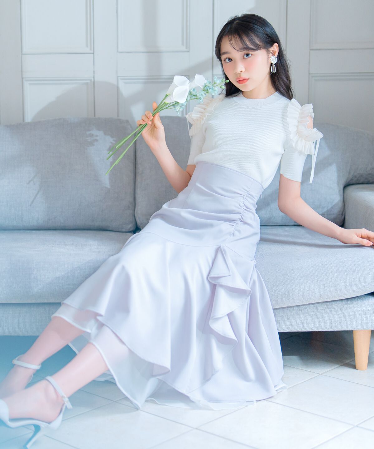 WILLSELECTION「シアーヘムギャザーマーメイドスカート」|フレア|