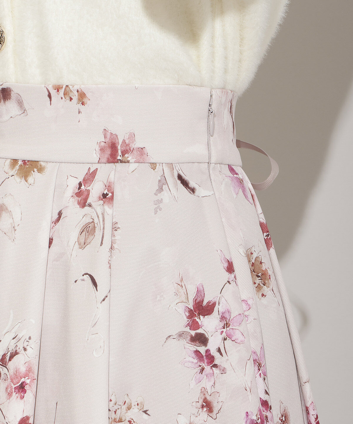 WILLSELECTION「フラワープリントボリュームタックスカート」|フレア|