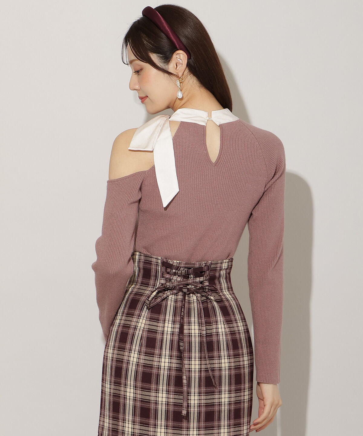 WILLSELECTION「ワンショルリボンタイリブニット」|ニット・セーター|