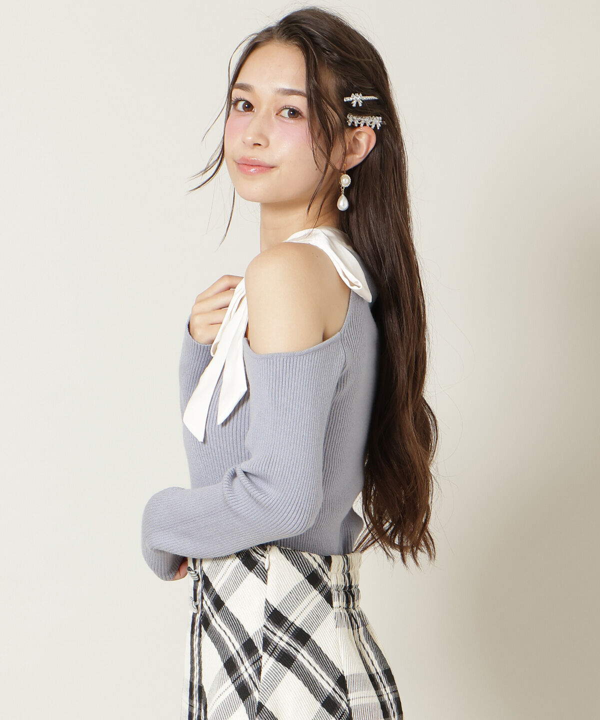 WILLSELECTION「ワンショルリボンタイリブニット」|ニット・セーター|