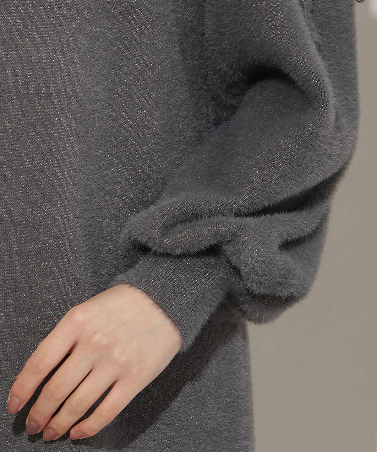 WILLSELECTION「オープンショルダーラメフェザーニットワンピース」|ワンピース|