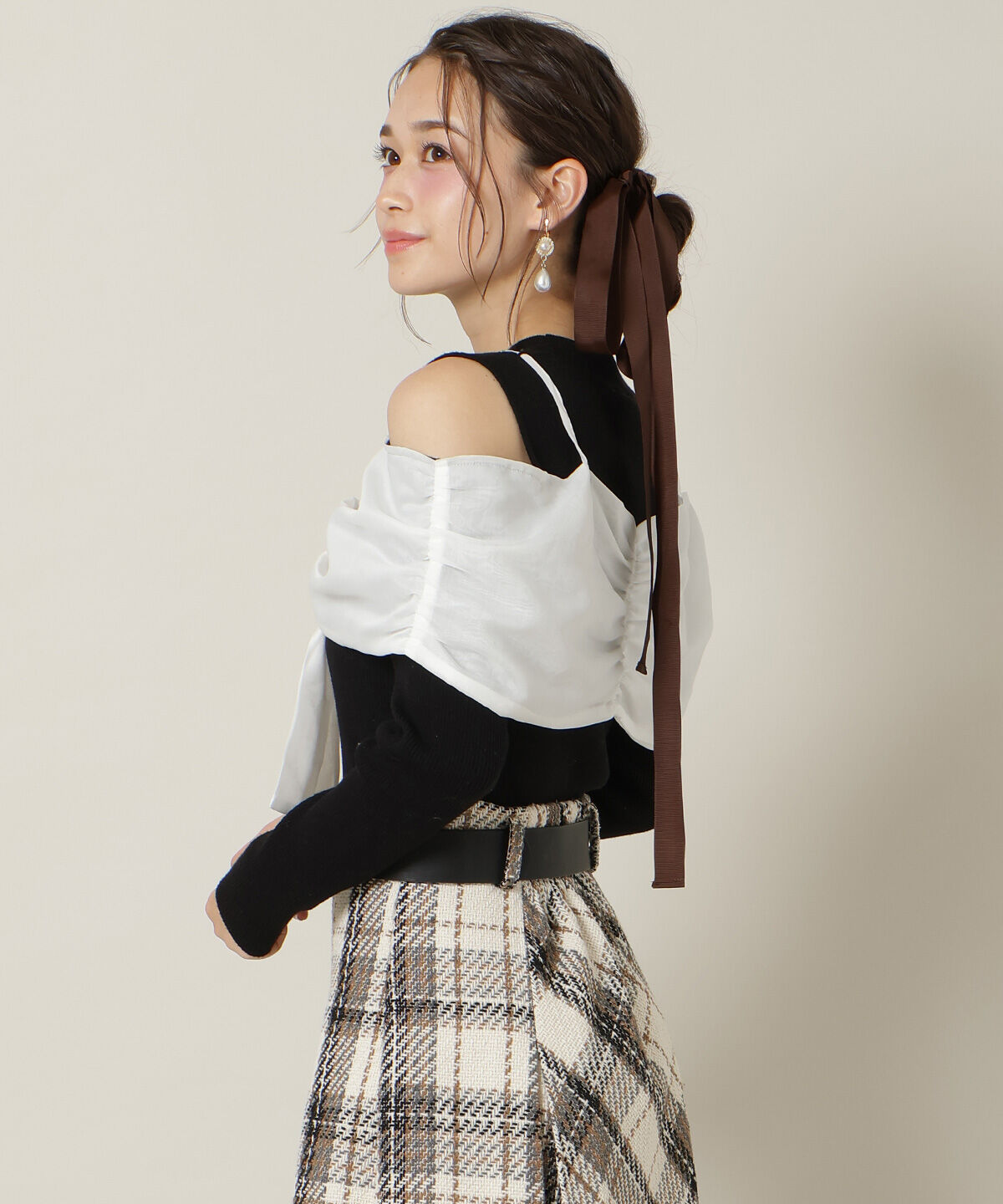 WILLSELECTION「リボンビスチェドッキングリブニット」|ニット・セーター|