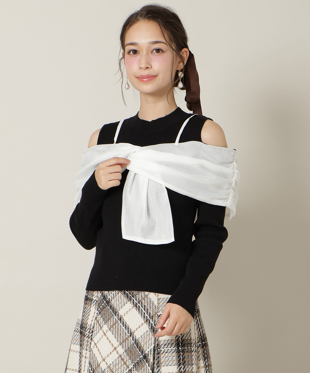 WILLSELECTION「リボンビスチェドッキングリブニット」|ニット・セーター|