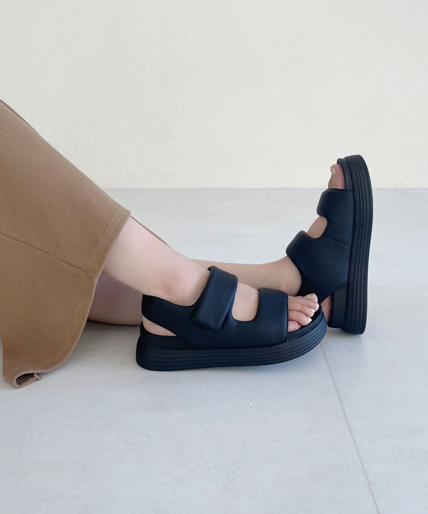 ORiental TRaffic「【WEB限定】ふかふかパデット厚底サンダル/55212」|サンダル|BLACK