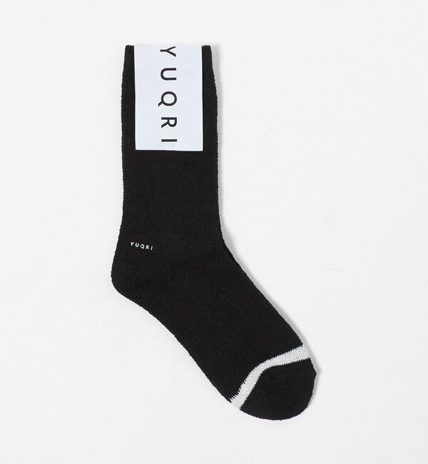 UNITED ARROWS「＜YUQRI＞バイカラーライン ソックス」|ソックス|BLACK