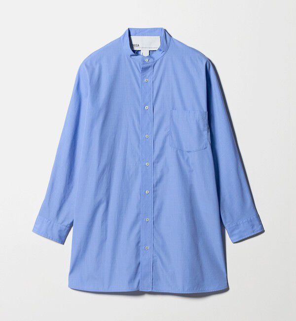 UNITED ARROWS「＜TICCA＞ノーカラー テントライン シャツ」|シャツ・ブラウス|LT.BLUE