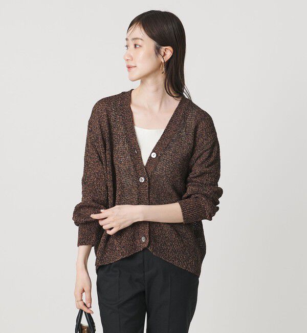 UNITED ARROWS「ペーパー Vネック カーディガン」|カーディガン|DK.BROWN