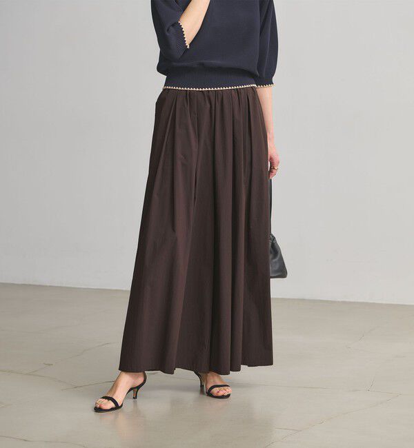 UNITED ARROWS「ギャザー フレア パンツ ‐ウォッシャブル‐」|チノ|DK.BROWN