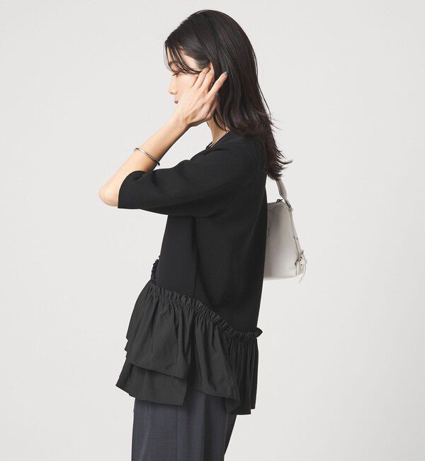 UNITED ARROWS green label relaxing「ドッキング ペプラム ショートスリーブ ニット プルオーバー ウォッシャブル」|ニット・セーター|