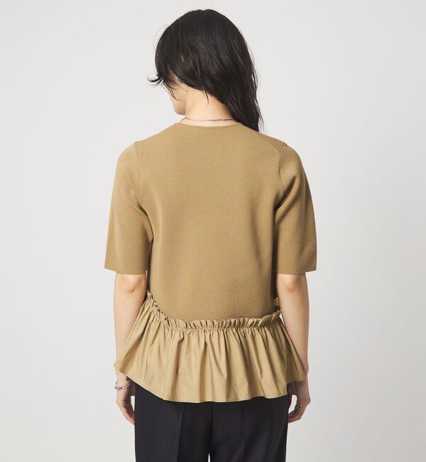 UNITED ARROWS green label relaxing「ドッキング ペプラム ショートスリーブ ニット プルオーバー ウォッシャブル」|ニット・セーター|