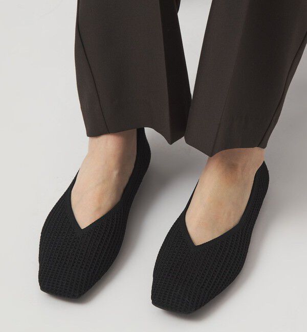 UNITED ARROWS green label relaxing「ウェルネスシアー スクエア V フラットシューズ / ニットシューズ」|ローファー|