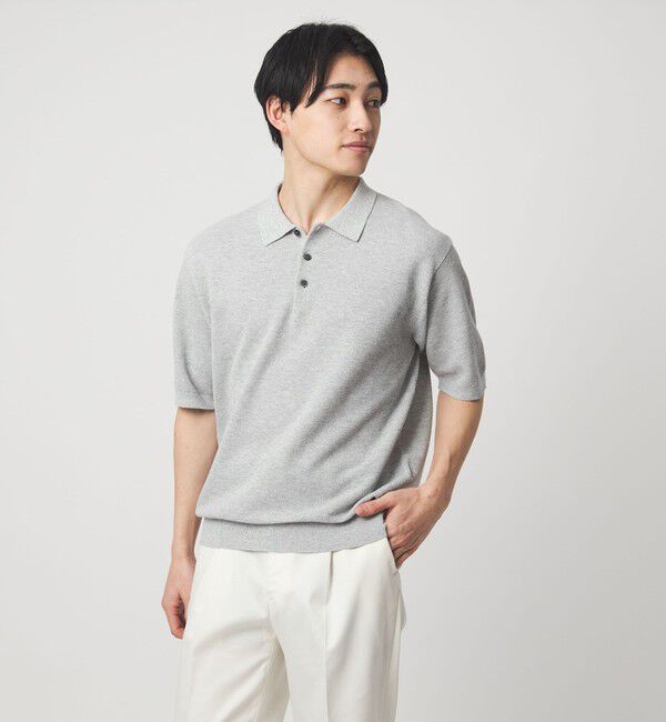 UNITED ARROWS green label relaxing「タック ピケ ニット ポロシャツ -ウォッシャブル-」|ポロシャツ|MD.GRAY