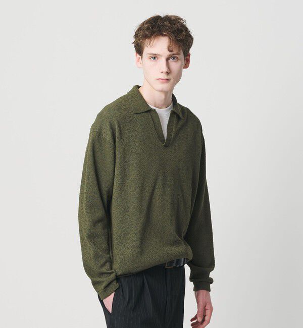 BEAUTY&YOUTH UNITED ARROWS「クリンプ コットン ポロスキッパー ニット ウォッシャブル」|ニット・セーター|