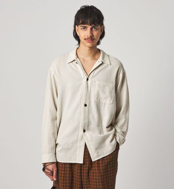 STEVEN ALAN「＜Steven Alan＞ コットンメッシュ チェック オープンカラー オーバー シャツ」|シャツ・ブラウス|