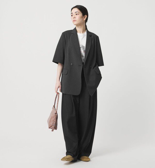 BEAUTY&YOUTH UNITED ARROWS「ハーフスリーブ ジャケット 吸水速乾 防シワ ウォッシャブル」|テーラードジャケット|DK.GRAY