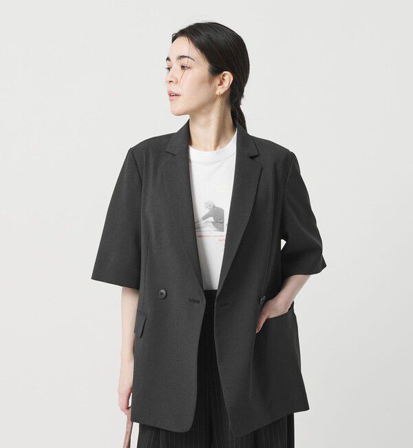 BEAUTY&YOUTH UNITED ARROWS「ハーフスリーブ ジャケット 吸水速乾 防シワ ウォッシャブル」|テーラードジャケット|