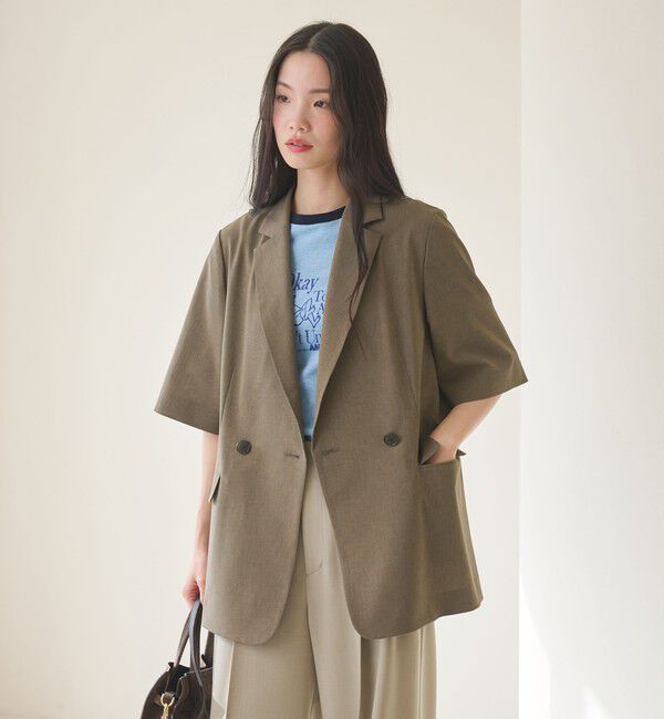 BEAUTY&YOUTH UNITED ARROWS「ハーフスリーブ ジャケット 吸水速乾 防シワ ウォッシャブル」|テーラードジャケット|